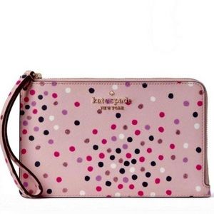 Kate Spade Med L-Zip Wristlet Confetti Pink Multi